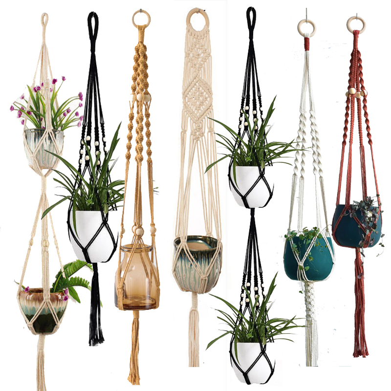 sales  handmade macrame plant hanger flower /pot hanger for wall decoration countyard garden