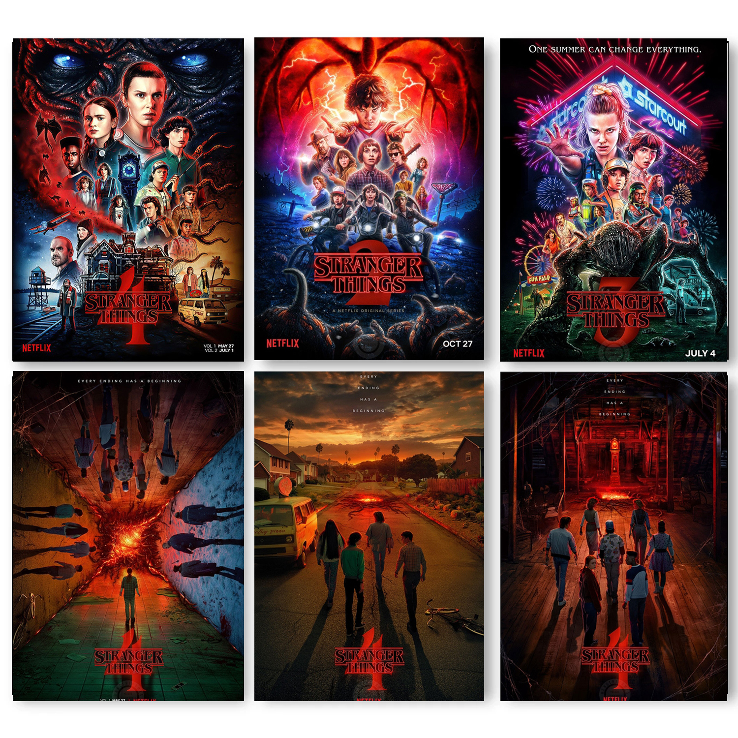 Stranger Things Poster Season 4  TV Series Season 1-4 Wall Art Canvas Painting Fiction Horror Drama Prints Room Home Decor