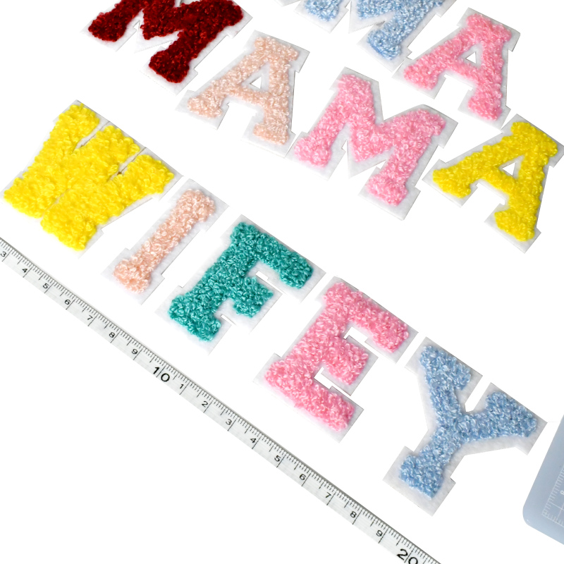 A-Z 5cm Chenille Letter Patches Felt Applique Personalized Phrase Embroidery DIY Craft Clothing Accessories 6 colors Sale