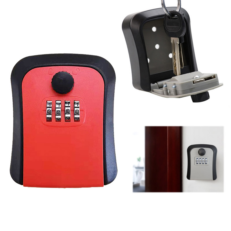 Wall-mounted Key Safe Weatherproof No. 4 Combination Key Storage Lock Box Indoor and Outdoor Password Key Box Key Lock Box