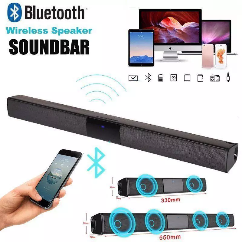 Wireless Bluetooth Sound Bar Speaker System TV Home Theater Soundbar Subwoofer Remote Control for PC Mac PS4 PS5 Smart Phone