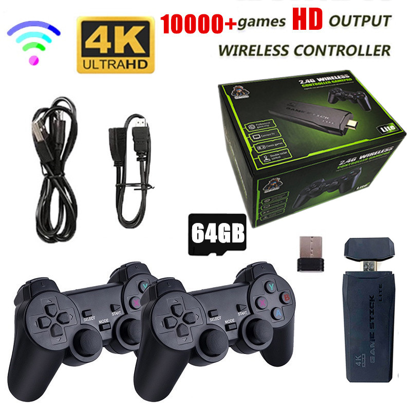 Video Game Console 2.4G Double Wireless Controller Game Stick 4K 10000 Games 64 32GB Retro Games for PS1/GBA Boy  Gift