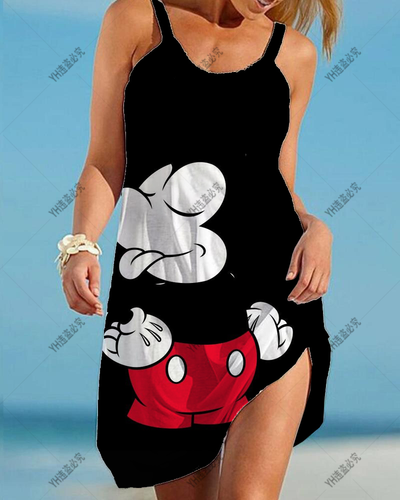 Disney Mickey Summer Women Bikini Cover Up Swimsuit Cover-Ups Bathing Suit Beachwear Tunic Beach Dress  Party Dress