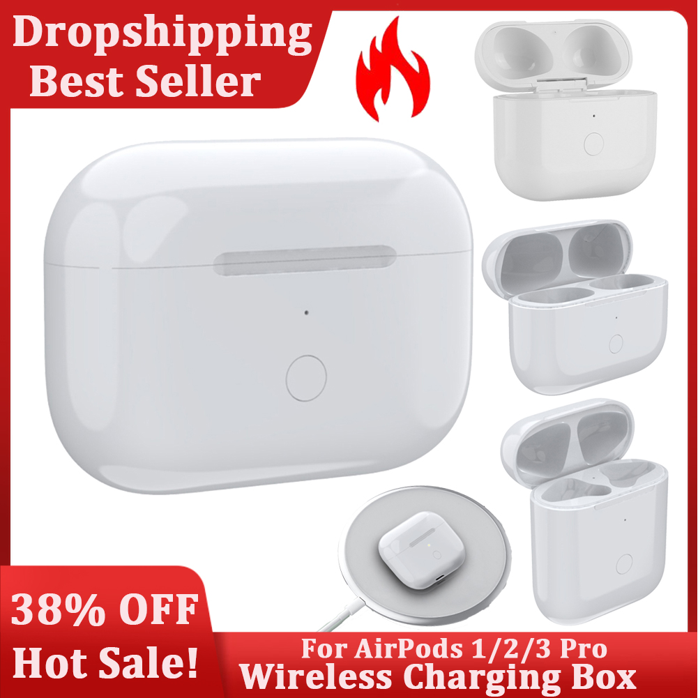 Wireless Charging Box For Airpods 1/2/3 Pro with LED Indicator Bluetooth Replacement Earphone Charger Case For Airpods Pop-ups