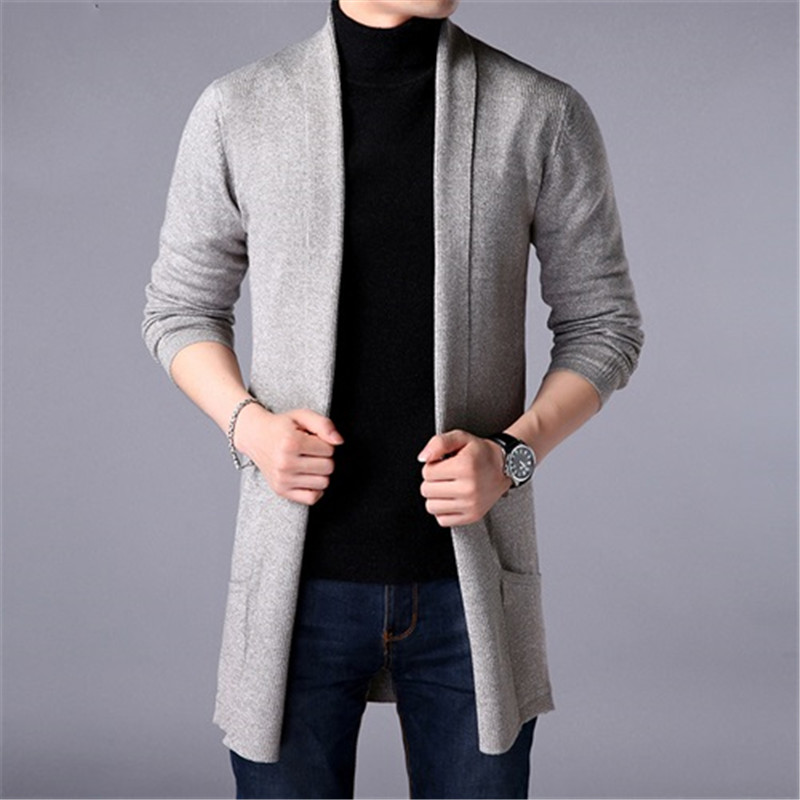Sweater Coats Men   Autumn Men's Slim Long Solid Color Knitted Jacket  Men's Casual Sweater Cardigan Coats