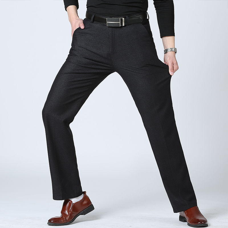 Autumn Winter Men's Slim Casual Pants  Business Stretch Thicken Trousers Men  Solid Pant Black Navy Man Big Size
