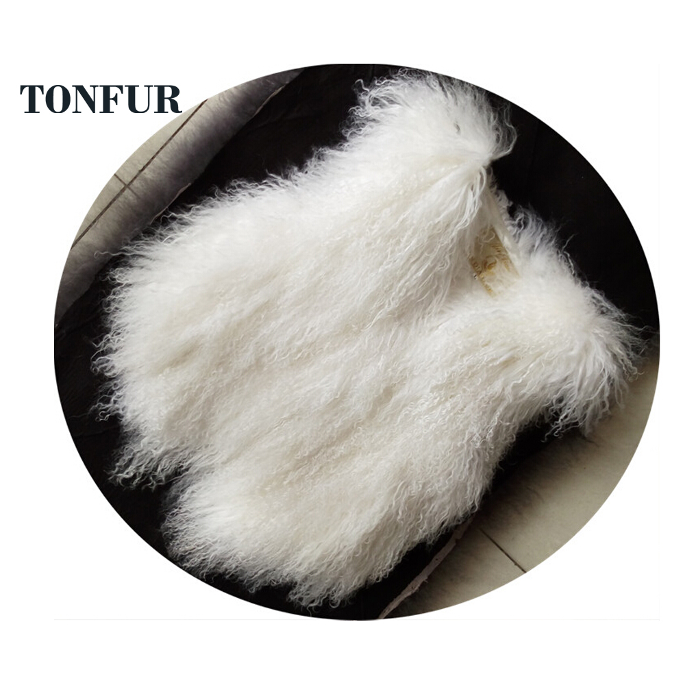Genuine Mongolia Sheep Fur Gilet   Real Tan Sheep Fur Vest OEM Custom Fur Waistcoat DFP882