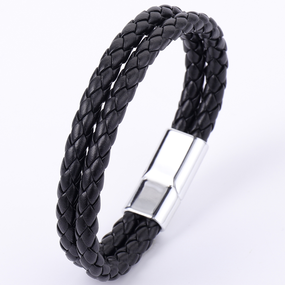 Braided Rope Leather Bracelet Men's Bracelet  Men's Women's Charm Magnetic Buckle Jewelry DIY Gift