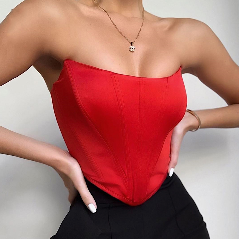 Sleeveless Off Shoulder Velvet  Sexy Corset Crop Tops Vest Female Underwear Backless Bustier Top Solid