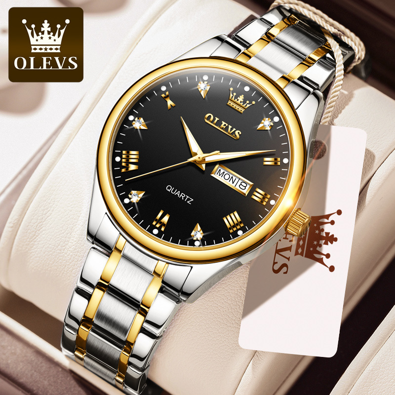 OLEVS Classic Women Watch  Diamond Gold Wristwatch Waterproof Stainless Steel Ladies Watches Luminous Calendar Date Female