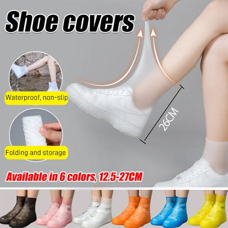 Non-slip wear-resistant TPE rain boots outdoor mountaineering waterproof rain boots  one-piece mid-tube shoe cover