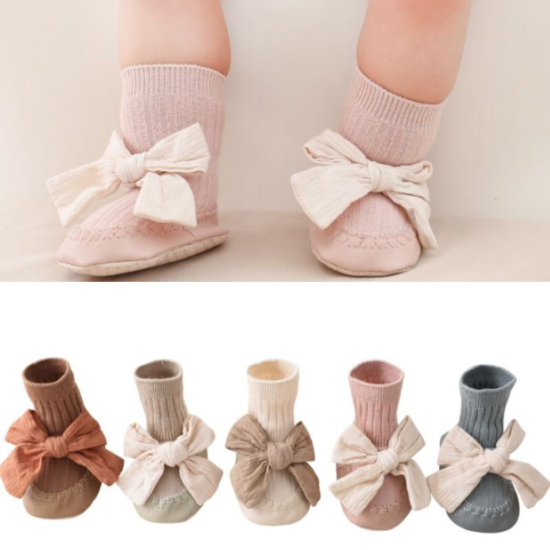 Baby socks non-slip soft cotton floor socks shoes autumn and winter baby girl socks newborn baby bow socks baby