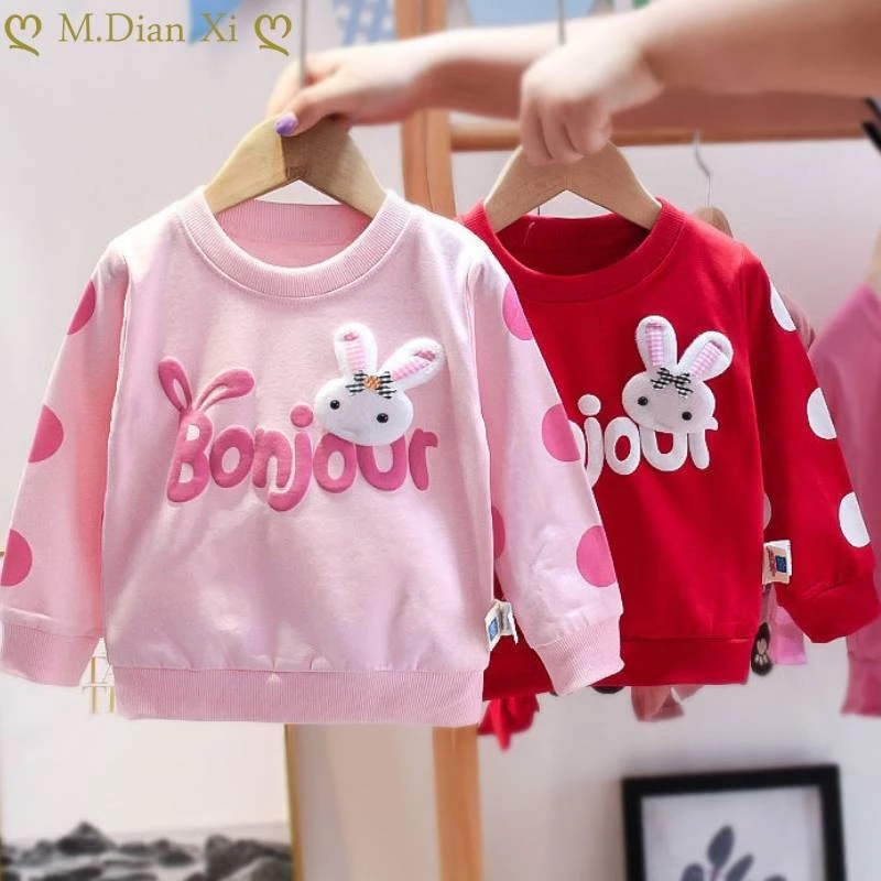  Autumn Baby Girls Sweatshirts Winter Spring Children Hoodies Cotton Strawberry Long Sleeve Sweater Kids T-shirt Clothes