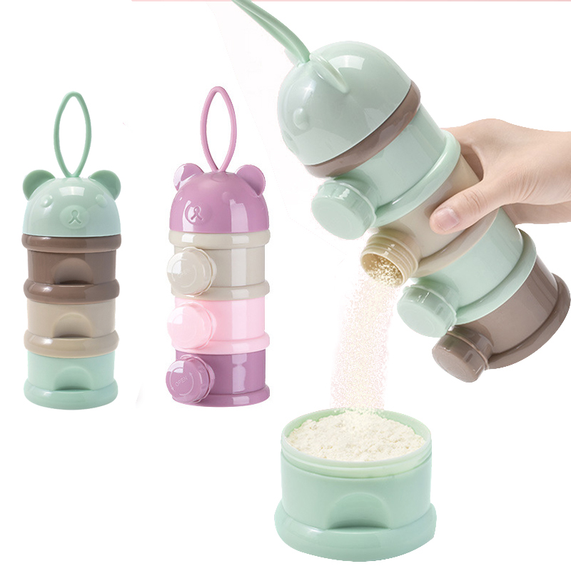 Baby Portable Food Storage Box 3 Layers Bear Style Toddle Snacks Container Children Infant Milk Powder Box Baby Feeding Cups