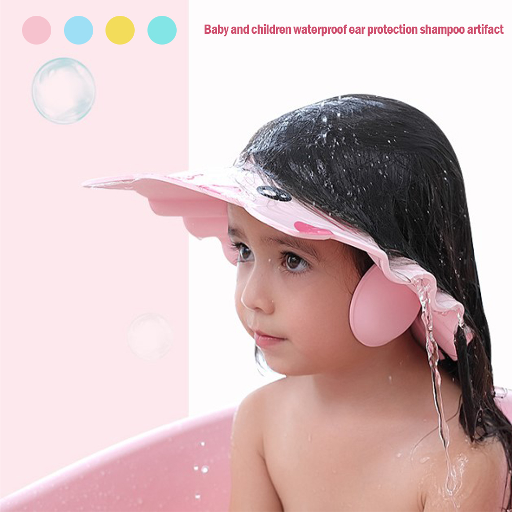 Shower Cap Adjustable Hair Wash Hat for Newborn Infant Ear Protection Children Kids Shampoo Shield Bath Head Cover