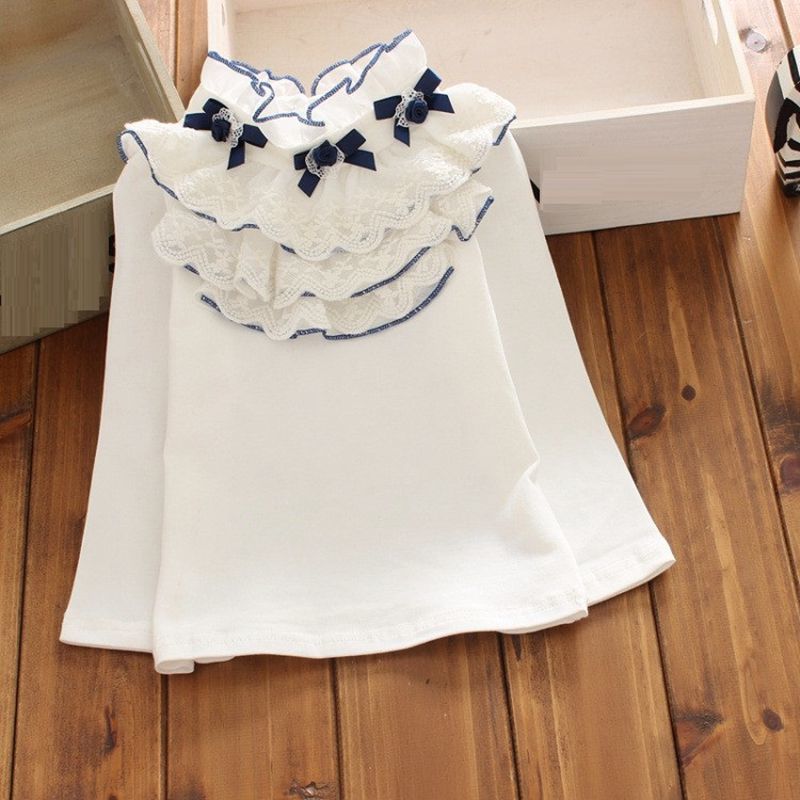 Girls Shirts Spring Autumn Lace Long Sleeve Girls Tops School Girl Blouse Shirts For Kids Baby Blouses Kids Clothes