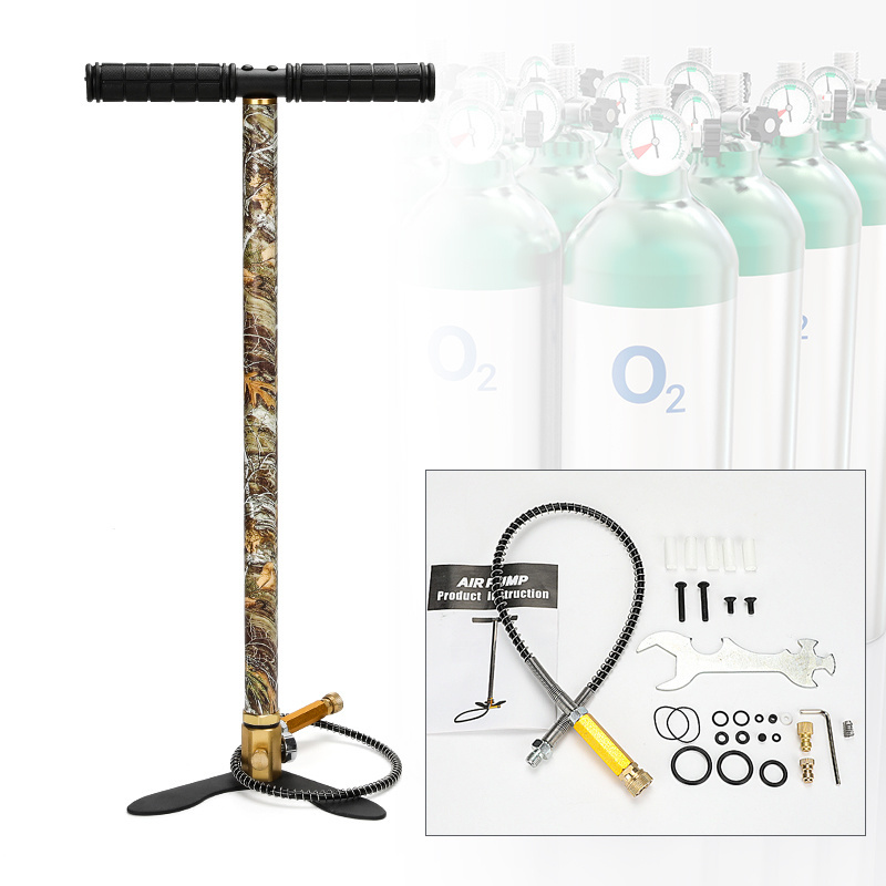 300bar 30mpa 4500psi 3 Stage Hand Operated PCP Pump For Air Paintball ， Mini High Pressure Compressor For Car Bicycle Hunting