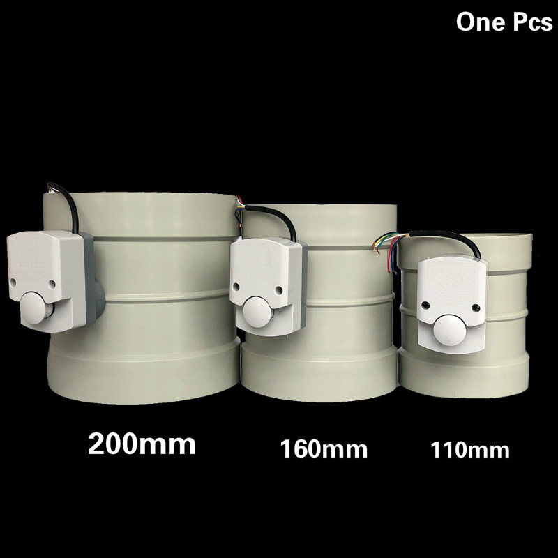 PP Electric Air Duct Valve Air Damper Valve Motorized Pipe Valve with 220V Actuator for HVAC ventilation system 110/160/200 mm