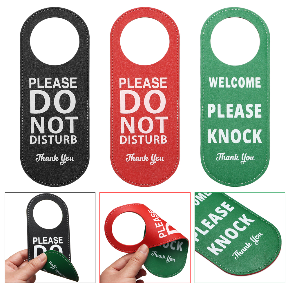 Leather Do Not Disturb Tips Tag Double-sided Door Hanger Tags Cleaning Label Door Knobs Hanger Pendant el Bulletin Board