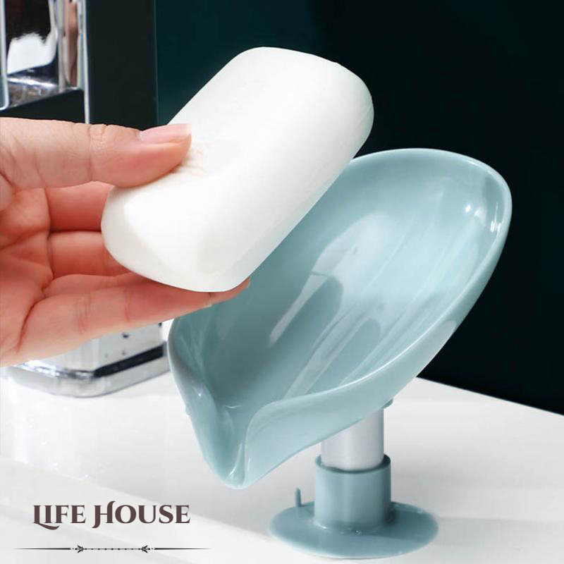 Leaf Shaped Soap Dish Holder Punch-Free Bathroom Accessories Suction Cup Soap Dish Tray Soap Dish For Bathroom Soap Container