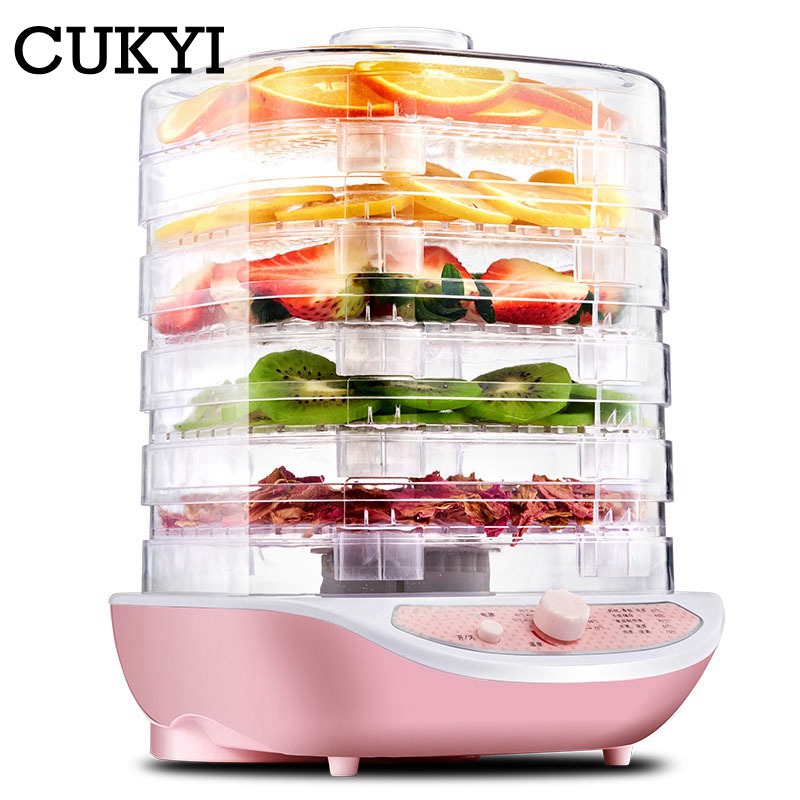 CUKYI Dried Fruit Vegetables Herb Meat Machine Household MINI Food Dehydrator Pet Meat Dehydrated 5 trays Snacks Air Dryer EU US