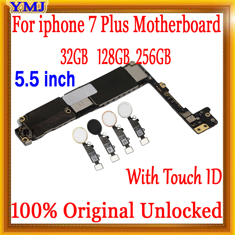 For iphone 7 Plus 5.5inch Motherboard With/No Touch ID Mainboard， No ID Account logic board  tested good working Support 4G