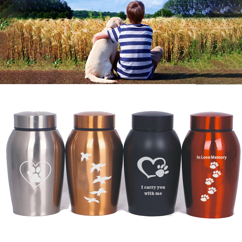 Sliver/Gold/Black Stainless steel Urns Pets Dog Cat Birds Mouse Cremation Ashes Urn Keepsake Casket Columbarium Pets Memorials