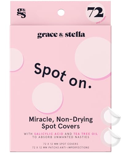 grace & stella Pimple Patches For Face (Round, 72 Count) - Hydrocolloid Acne Patches for Face - Dermatologist Tested, Vegan, Cruelty-Free Zit Patches for Face, Blemish Patches, Pimple Stickers