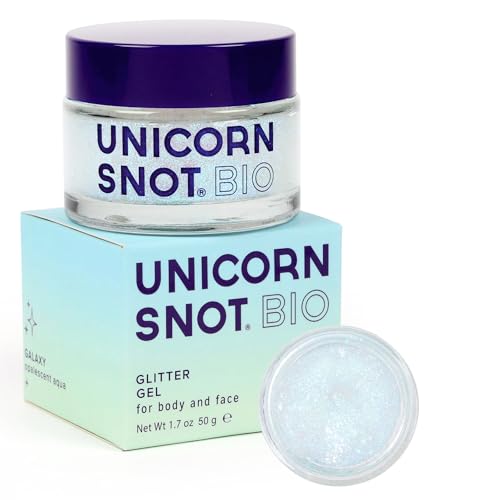 Unicorn Snot Face & Body Glitter Gel - Cosmetic-Grade Holographic Glitter - Stocking Stuffers for Women, Gifts for Teen Girls - Safe for Face, Easy Application & Removal - Aqua Glitter, 1.7oz (Galaxy)