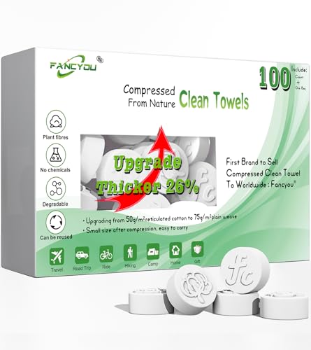 Compressed Disposable Face Towel Kit, Thicken Facial Cleansing Cloths Towelettes,Compact Portable Wash Cotton Wipes Tablets Coin Tissues for Beauty Salon Personal Care Travel(100 PCS White)