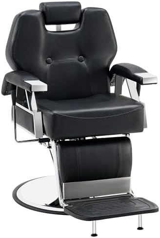 BarberPub Heavy Duty Recline Barber Chair All Purpose Hydraulic Salon Chair for Hair Stylist Spa Beauty Shampoo Equipment 8706 (Black)