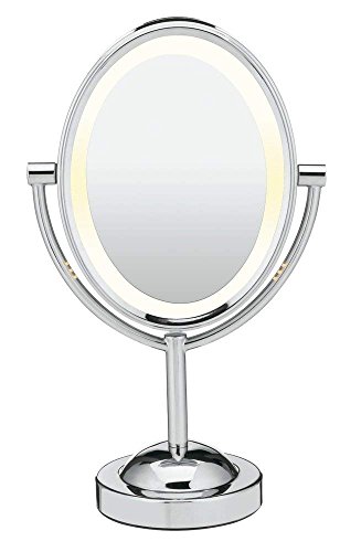 Conair Lighted Makeup Mirror, LED Vanity Mirror, 1X/7X Magnifying Mirror, Double Sided, Corded in Polished Chrome