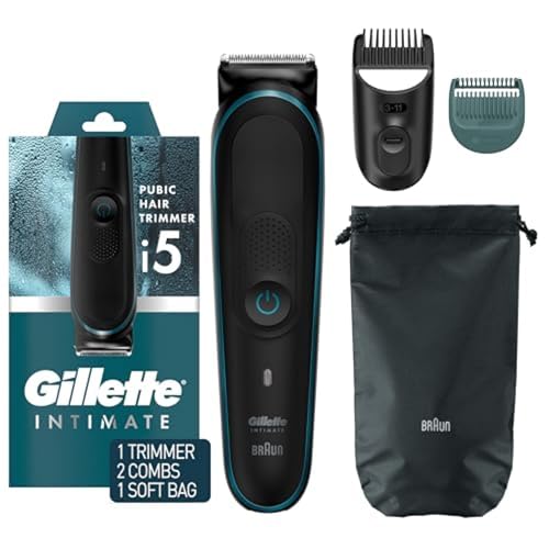 Gillette Intimate Men’s Manscape Pubic Hair Trimmer, SkinFirst Ball i5 Trimmer for Men, Waterproof, Cordless for Wet/Dry Use, Electric Shaver for Men, Lifetime Sharp Blades, Manscaping Body Groomer