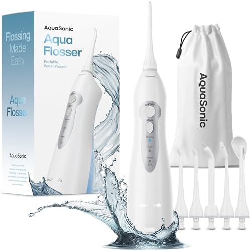 AquaSonic Water Flosser - Cordless Rechargeable Water Flossers for Teeth Cleaning - Waterproof Aqua Flosser, Portable Oral Irrigator for Dental Cleaning with 5 Jet Tips – Braces Home Travel