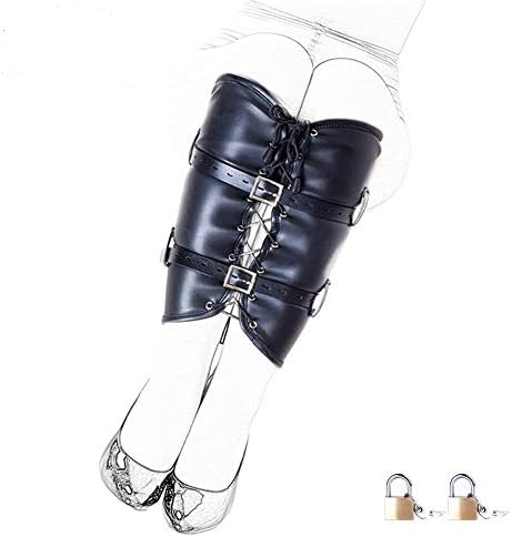 Legs Binding Restaint Leather Sleeve - Davidsource Legs Or Arm Binder Lace-up Leather Single Sleeve Shanks Locking Restaint Harness Bondage Sex Toy (Black)