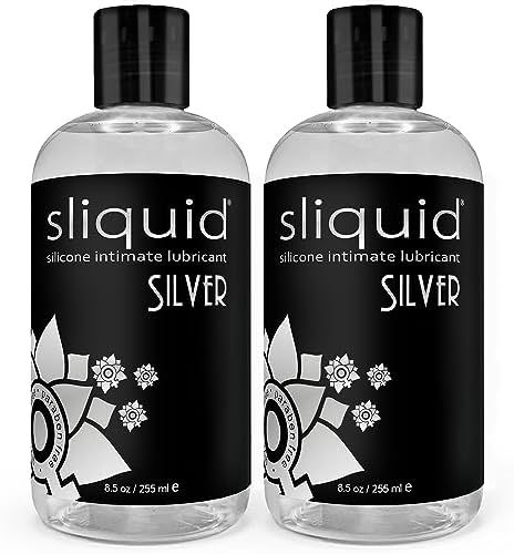 Sliquid Silver Intimate Lubricant - Silicone Lube for Women/Men/Couples, Hypoallergenic Lube, Silicone Lubricant, Waterproof, Unscented, 8.5 Fl Oz (Pack of 2)