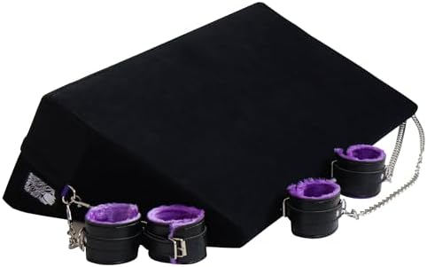 Sex ramp Cushions, Sex Game with Handcuffs and Shackles, Fixed Love Position, restrain Your Lover, Multifunctional Furniture Positioning Pillow, Removable and Washable (Black)