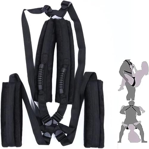 BDSM Sex Swing Couples Sex Toys, Adjustable Sex Furniture for Bedroom Sex Straps with Soft Plush Padding Mat and Supportive Handle, Adult Sex Bondage Sling Restraints Toys, Holds Up 300Lbs