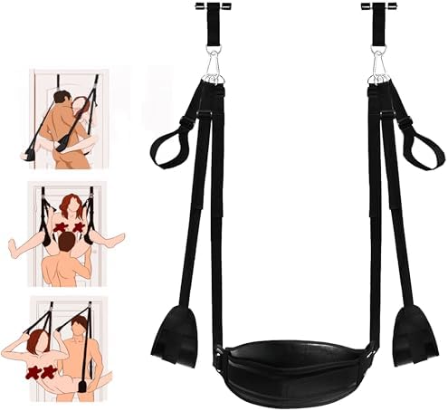 BDSM Sex Swing?Couple Sex Toys, Used for Door Sex Swings, Bondage and Sex Restraint, Adjustable Shoulder Strap with Plush Seat Cushion