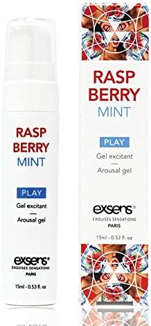 Exsens Raspberry Mint Arousal Gel, Cooling, Stimulating, Enhance Sexual Pleasure, Vegan, Paraben Free, Preservative Free, Condom Friendly, Deliciously Lickable Flavor, 15 ml - 0.53 fl.oz