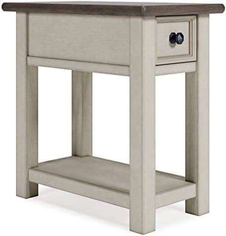 Signature Design by Ashley Bolanburg Farmhouse Chair Side End Table, Light Brown & Whitewash