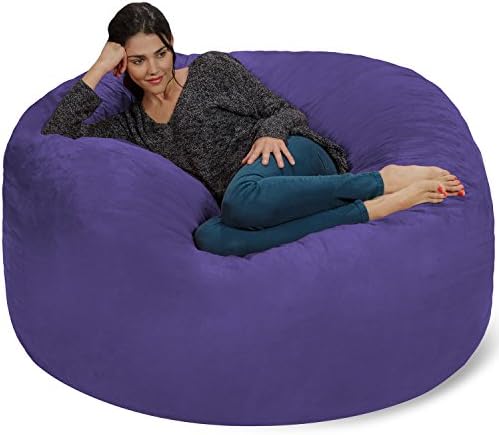 Chill Sack Bean Bag Chair: Giant 5' Memory Foam Furniture Bean Bag - Big Sofa with Soft Micro Fiber Cover - Purple