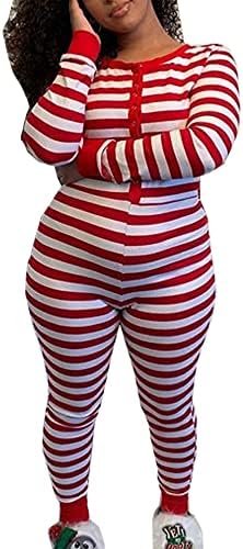 Springcmy Women Christmas Deep V-Neck Jumpsuit Deer Snowflake Bodycon Romper Pajamas Sleepwear Bodysuit Loungewear