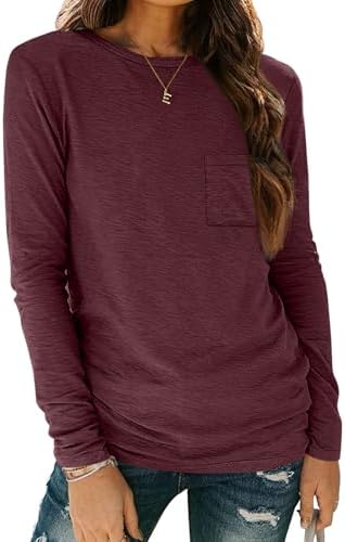 AUTOMET Long Sleeve Shirts for Women 2024 Fall Fashion Crewneck Loose Fit Casual Tops Trendy Basics Outfits Clothes