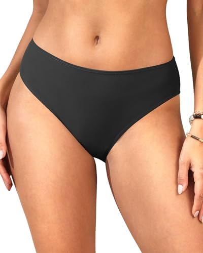 Zmart Women Full Coverage Bikini Bottoms - Mid Rise Bathing Suit Swim Bottom Swimsuit Swimwear