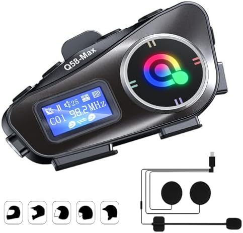 2-Person Helmet Headset Intercom, Helmet Talk 500M, Motorcycle Helmet Headset intercom Speaker, Support Music Sharing, HD CVC Call Noise Reduction, FM Radio, One-Click Start Siri, Google