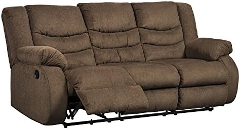 Signature Design by Ashley Tulen Upholstered Manual Pull-Tab Reclining Sofa, Dark Brown