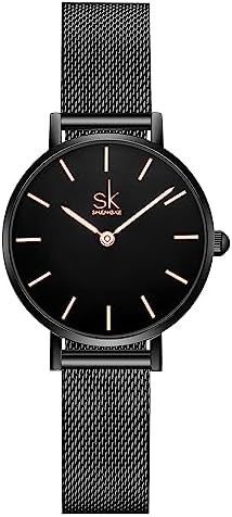 SK Ultra Thin Minialist Women Watches Simple Two Hands Ladies Dress Watch Leather Strap
