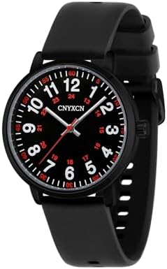 Nurse Watch for Medical Students,Doctors,Women Men with Second Hand and 24 Hour Easy to Read Dial Silicone Band Water Resistant