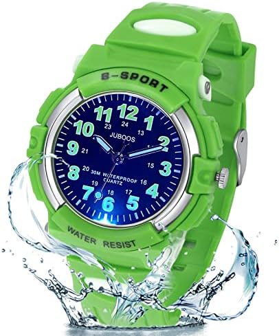 Juboos Kids Watch Analog with 7 Colorful Night Lights Boys Girls Waterproof Soft Strap Kids Time Teaching Quartz Wristwatch for Ages 5-18